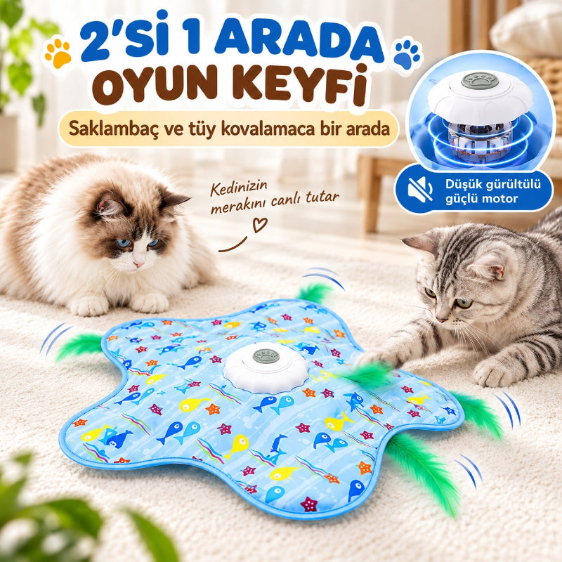 Hareketli Saklambaç Kedi Oyun Matı - USB Şarjlı - 3 Oyun Modu