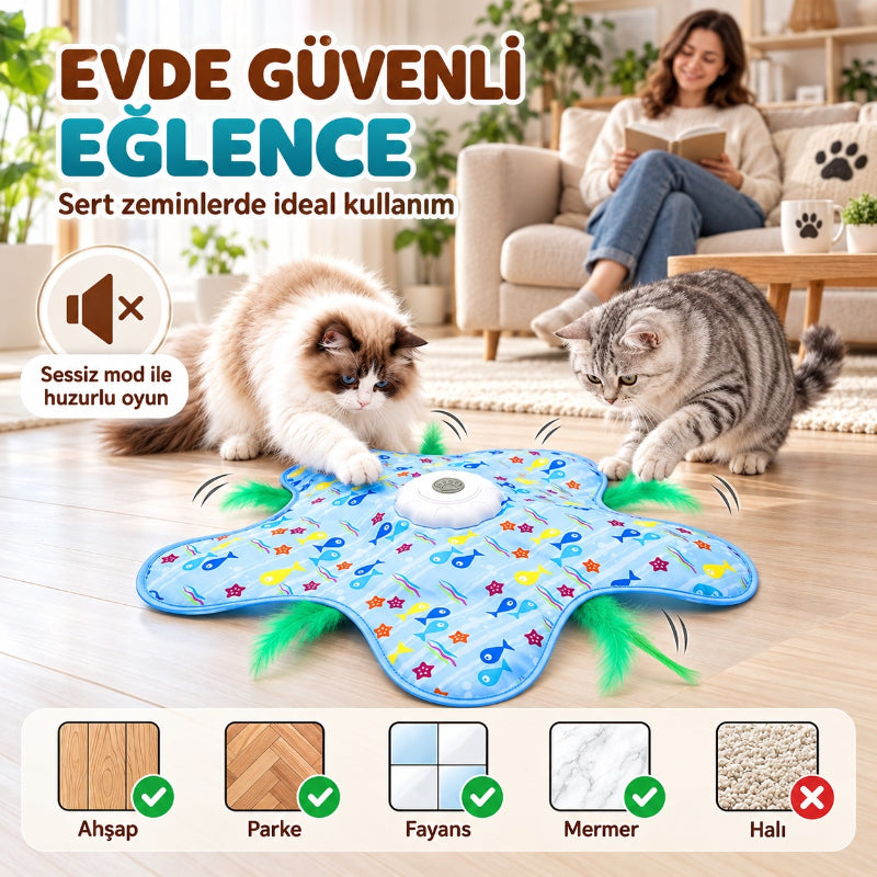 Hareketli Saklambaç Kedi Oyun Matı - USB Şarjlı - 3 Oyun Modu